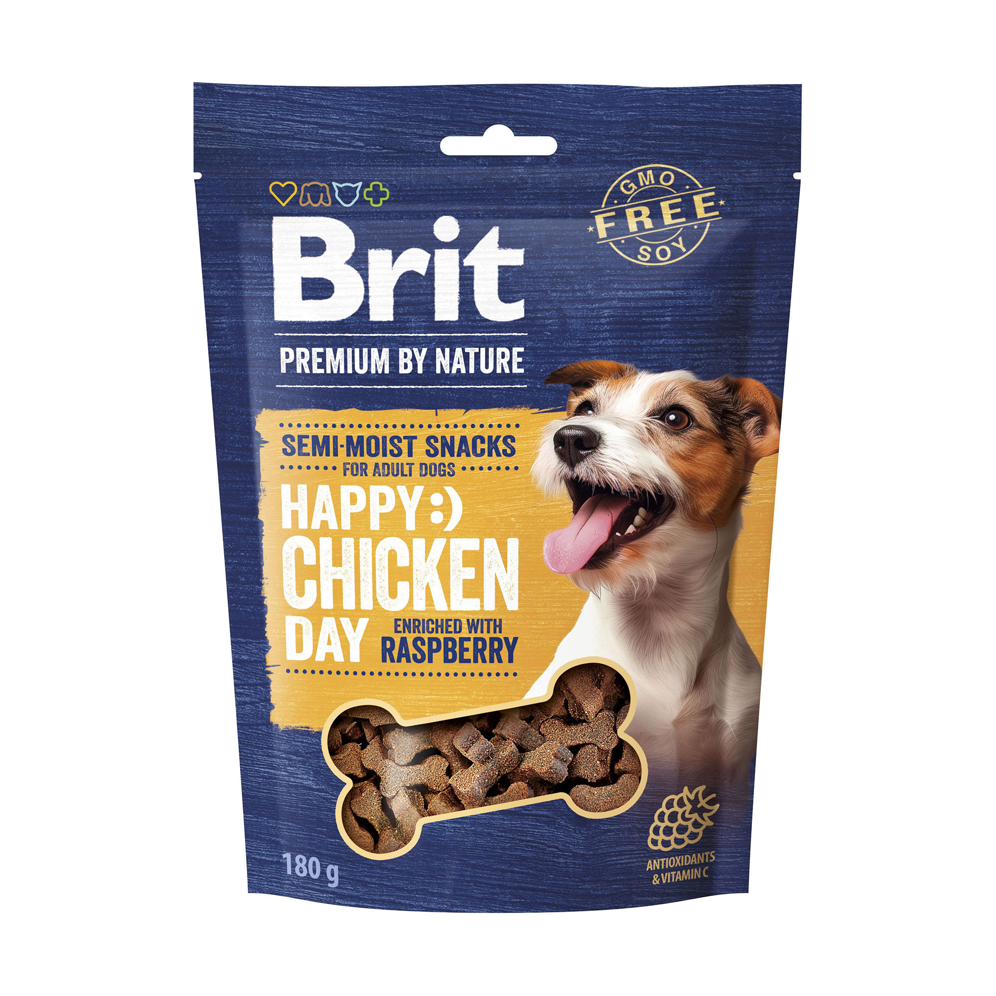 Ласощі для дорослих cобак Brit Premium by Nature Semi-Moist Snacks напіввологі, з куркою і малиною, 180 г